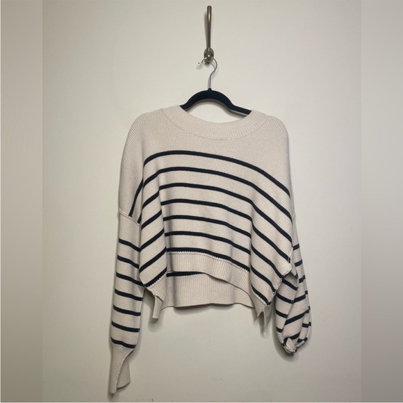 Free People Easy Street Stripe Crop Pullover in Pearl Combo - Picture 4 of 7